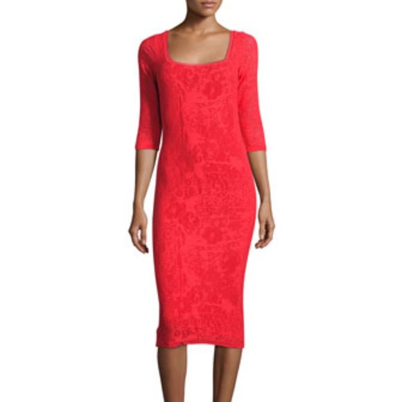 JEAN PAUL GAULTIER Fuzzi Soleil Tattoo Lace Red Dress Small - Picture 9 of 10